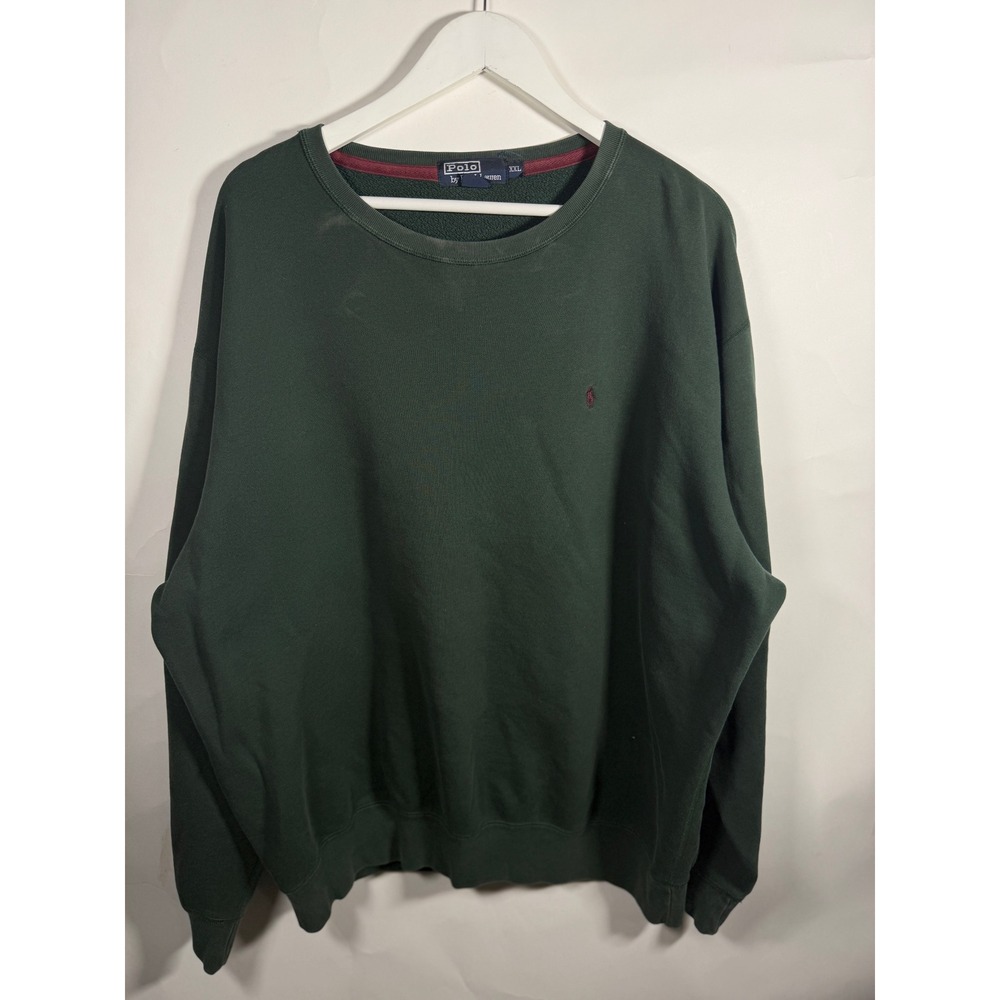 Polo Ralph Lauren Crewneck Sweatshirt Mens XXL Green Fleece Pullover Pony Logo